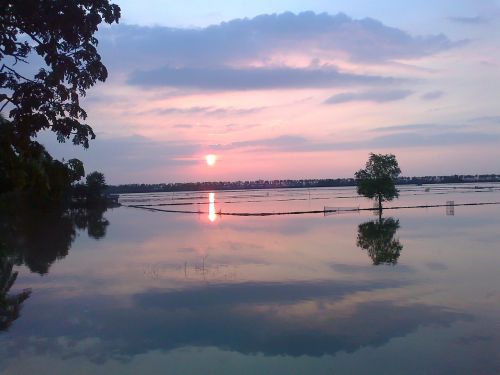 river sunset sky