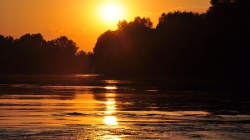 river sunset nature