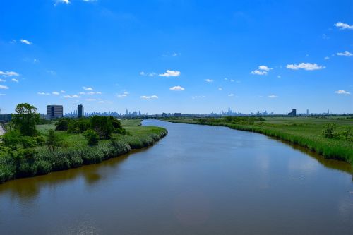 river landscape blue sky