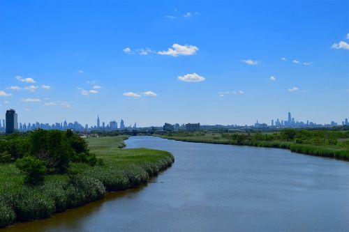 river landscape blue sky