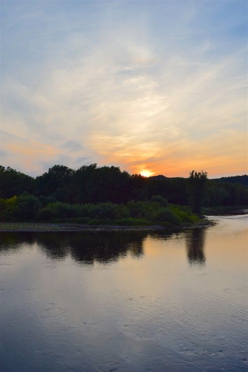 river sunset trees