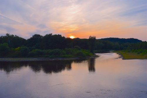 river sunset trees