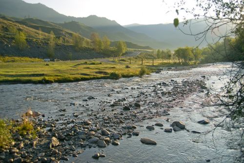 river morning altai