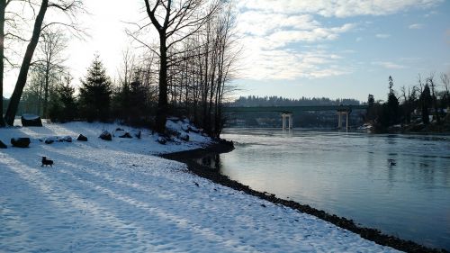 river snow landscape