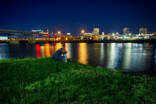 river  night  cityscape