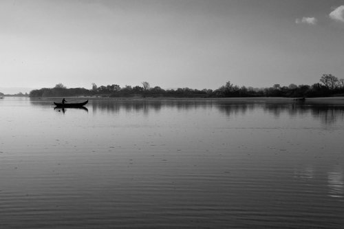 river  sunset  black and white