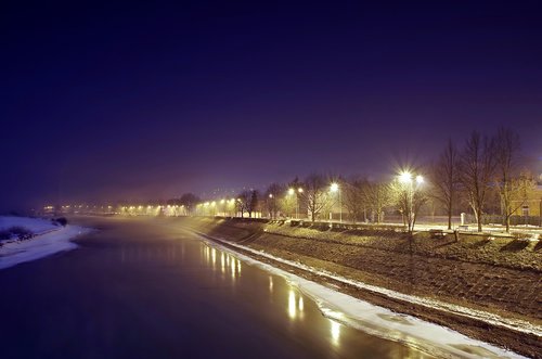 river  winter  night