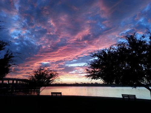 river sunset clouds