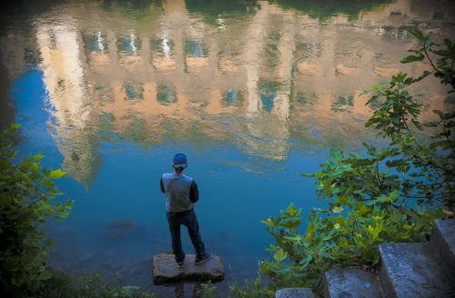 river fishing reflections