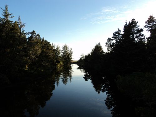 river mirror sunset