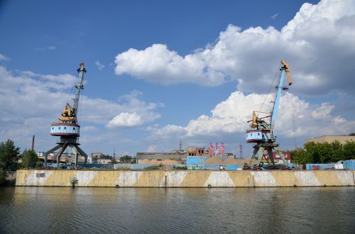 river port crane loading on the river