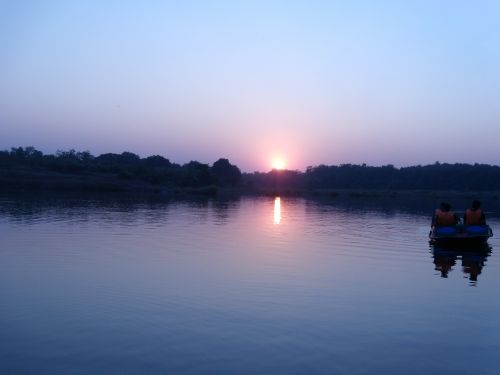 river sunset boat