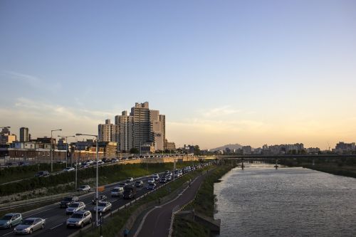 riverside at dusk road