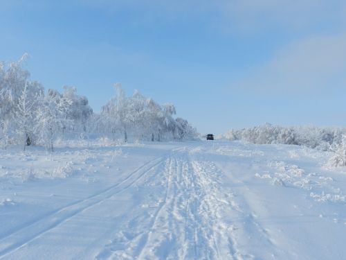 road snow landscape