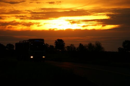 road sky sunset