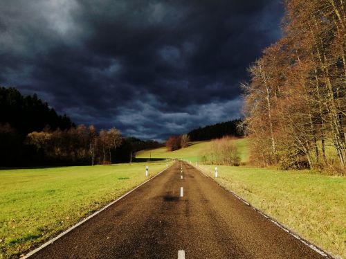 road clouds nature