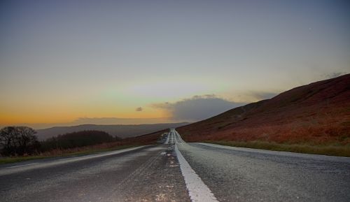 road sunrise countryside