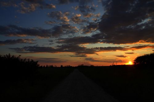 road sunset cloud
