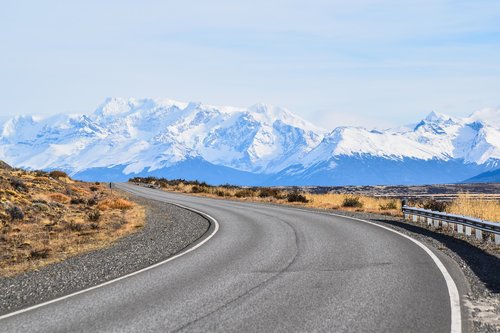 road  mountain  snow