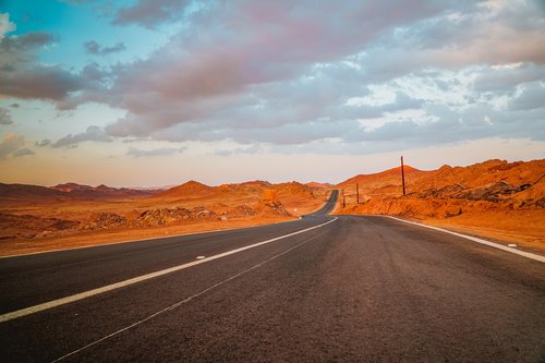 road  sunset  desert