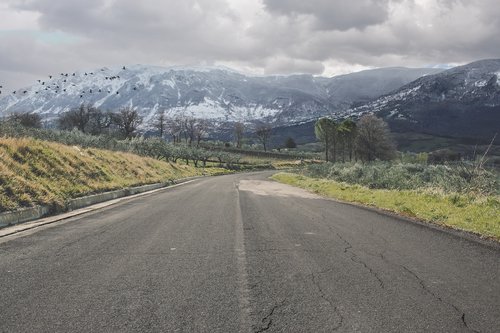 road  snow  landscape