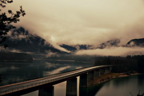 road lake bridge