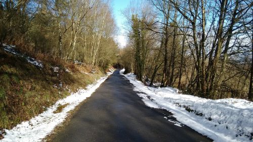 road snowy landscape winter