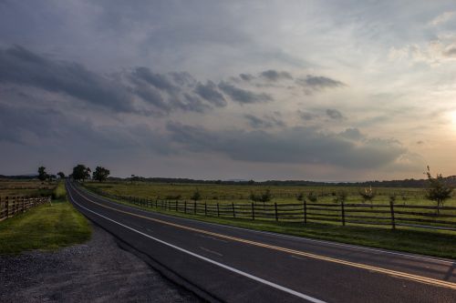 road clouds pasture