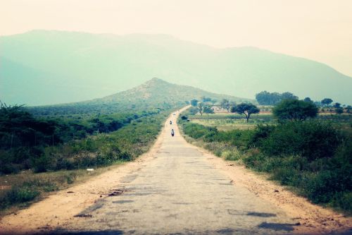 road hills sky