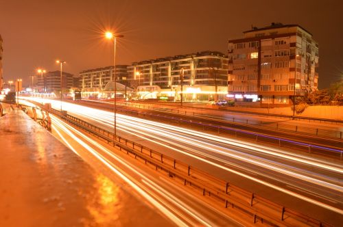 road lights long exposure