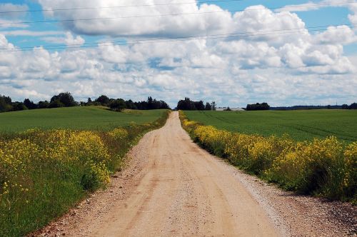 road clouds sky