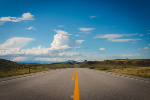 road sky mountains