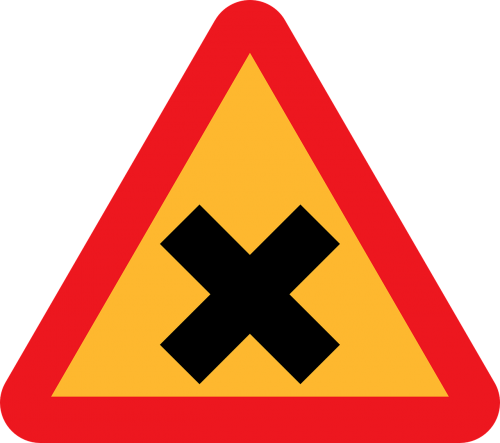 road cross traffic roadsigns