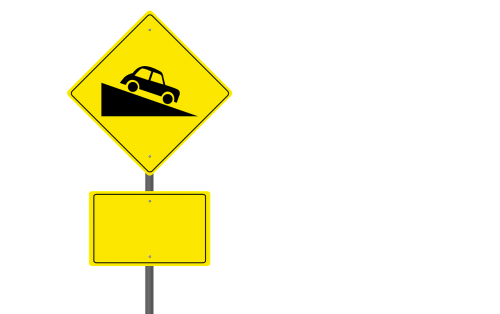 road sign steep hill ahead warning sign