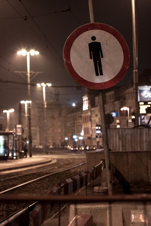 road sign pedestrians prohibition