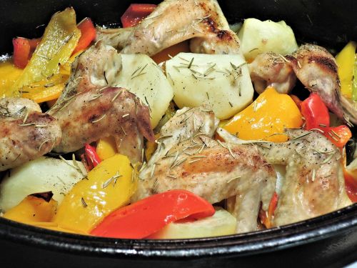 roasted pepper stew chicken wings potatoes