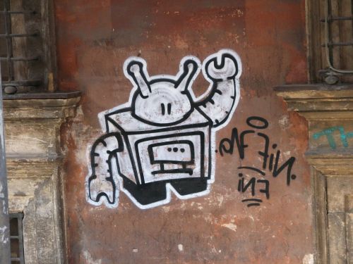 robot graffiti art