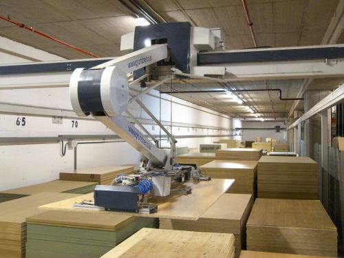 robot warehouse wood