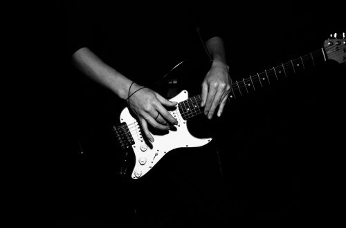 rock guitar black and white