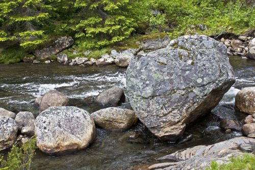 rock in stream nature river