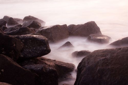 rocks waves sea
