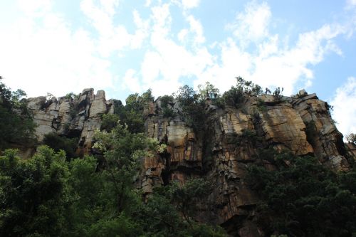 rocks mountain waterfall