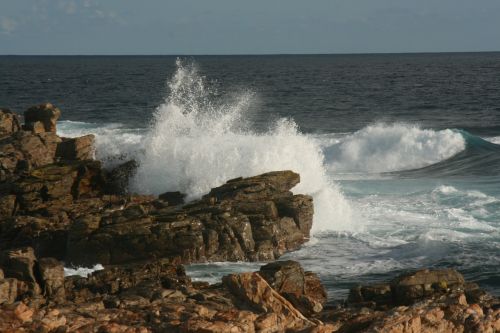 rocks waves ocean water