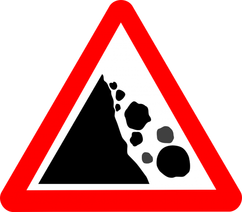 rockslide sign warning sign danger zone