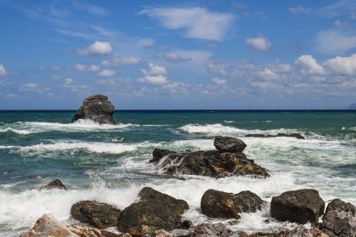 rocky coast waves sea