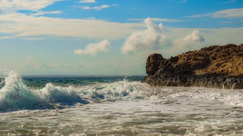 rocky coast waves sea