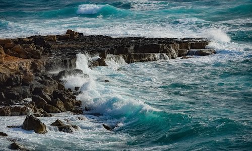 rocky coast  waves  sea