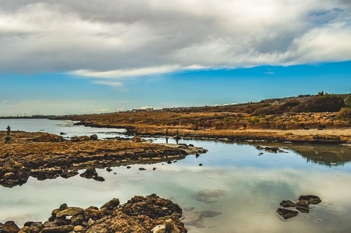 rocky coast  mirroring  landscape