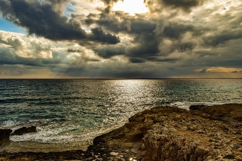 rocky coast  sea  waves