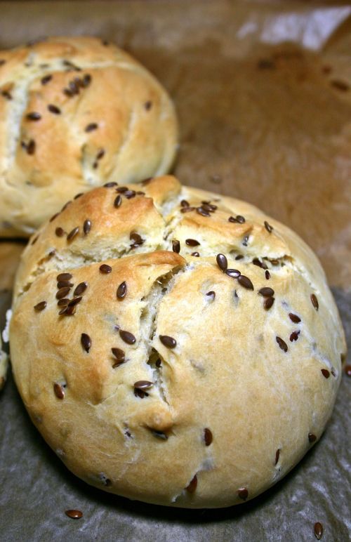 roll flax seed grain bread